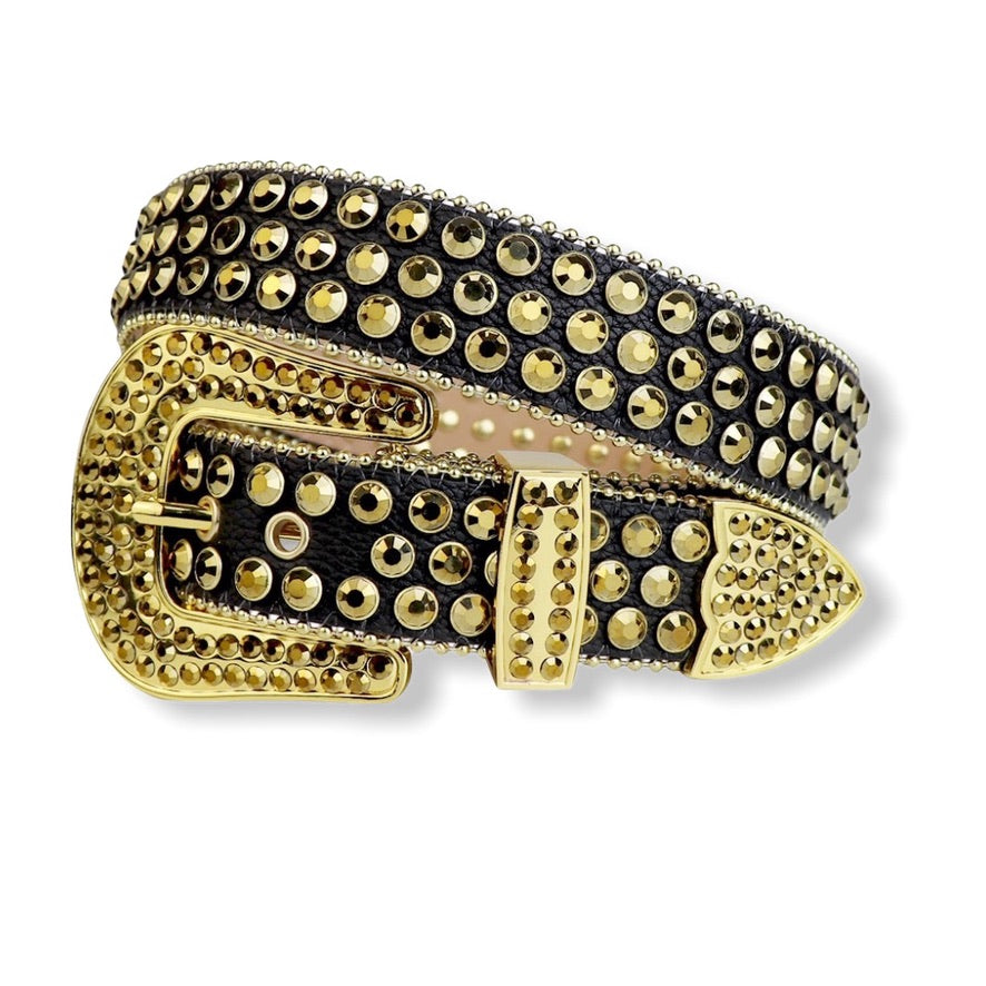 LUXE: Black/Gold Crystal Belt #8